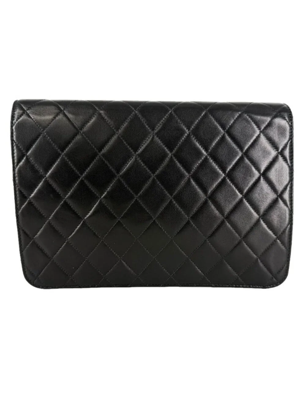 Chanel Shoulder Bag Quilted CC Logo Push Lock Crossbody Lambskin Black Gold